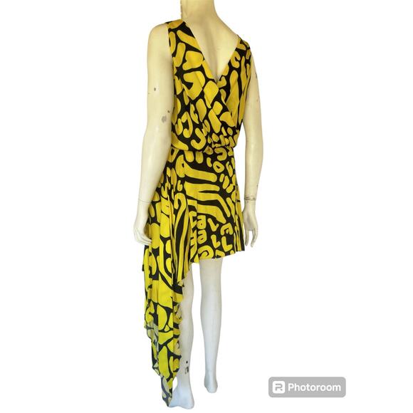 JUST CAVALLI NWT Asymmetric printed satin mini dress sz 42 / M - Picture 7 of 10